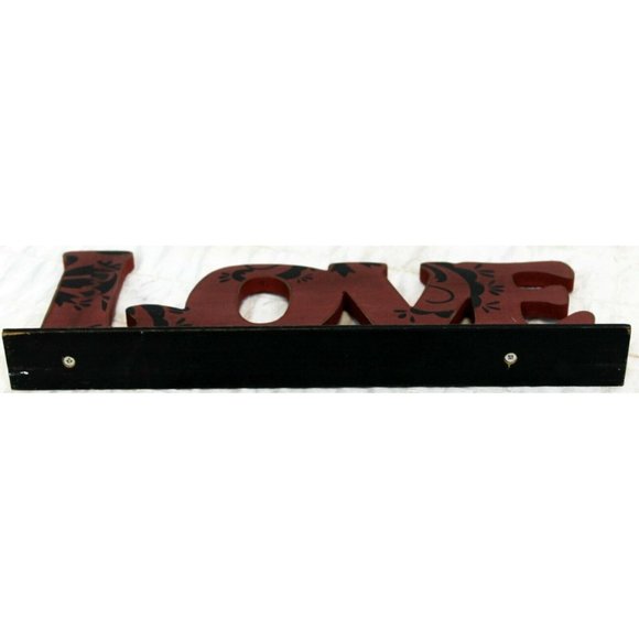 "Love" Stand Up Decorative Sign Red Home Decor Black Swirl Paisley Designs - Picture 6 of 6